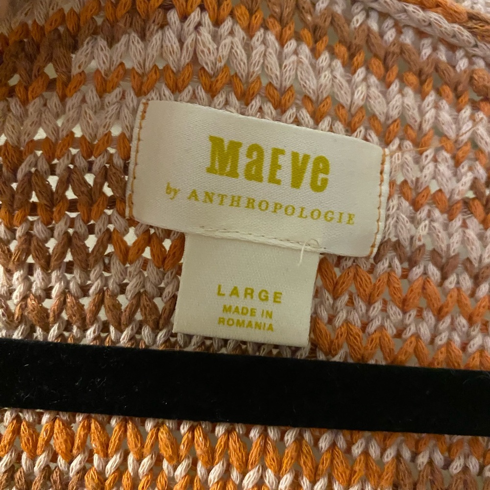 Maeve by Anthropologie Large Orange and Cream Knit Abstract Terracotta Vibes Top - Picture 3 of 4